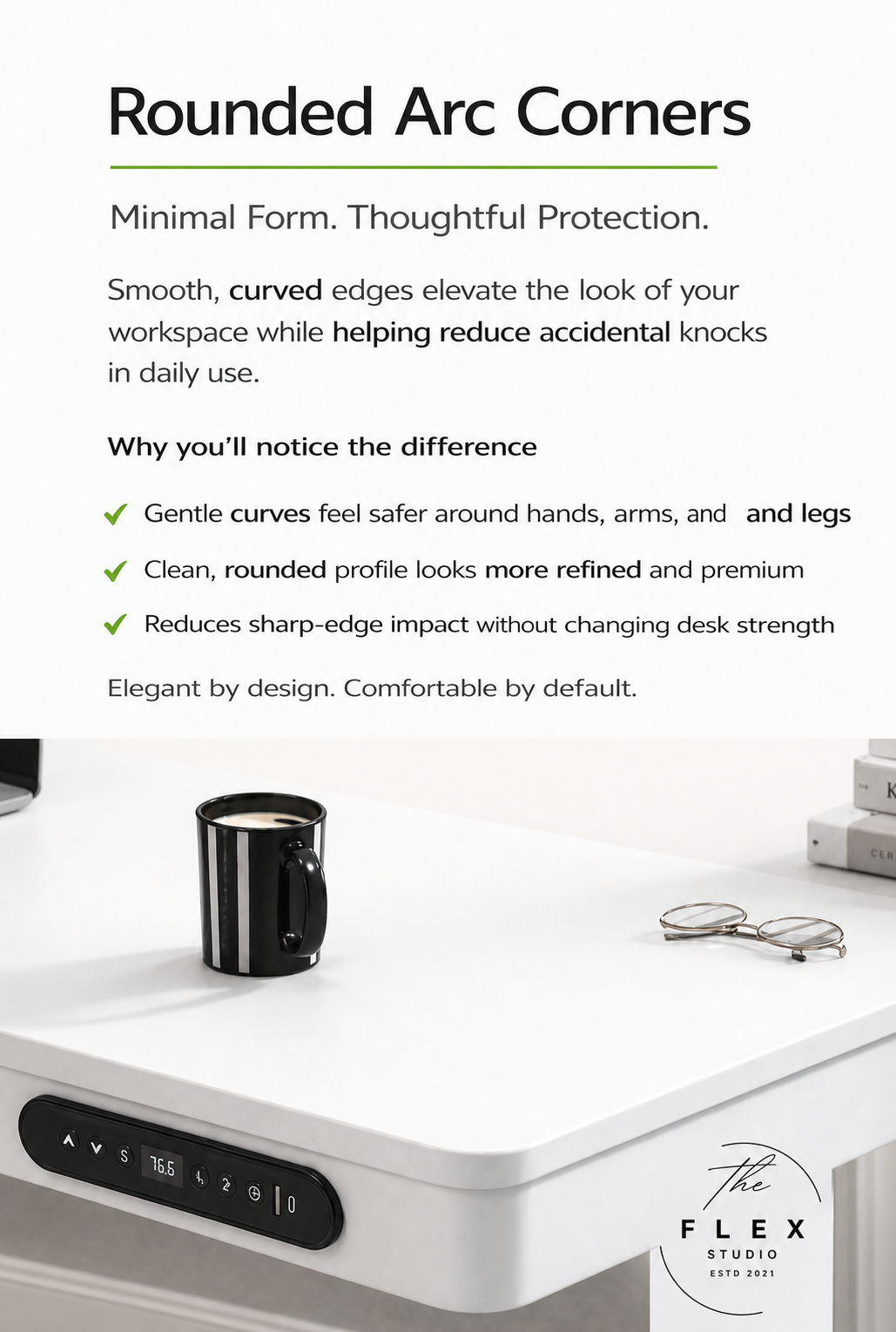 Rounded arc corners feature